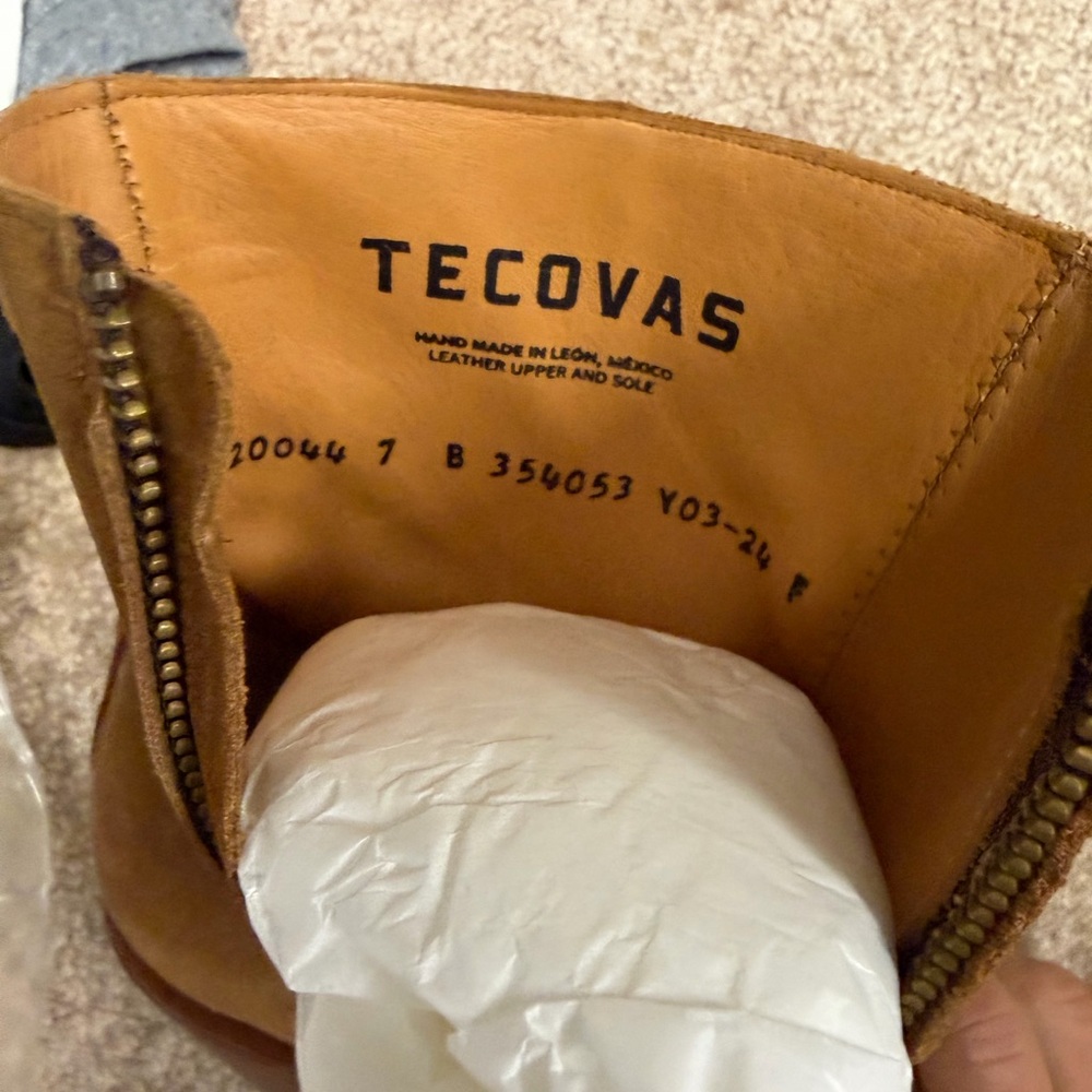 Tecovas Fringe Suede Ankle Booties - Brown - Picture 2 of 3